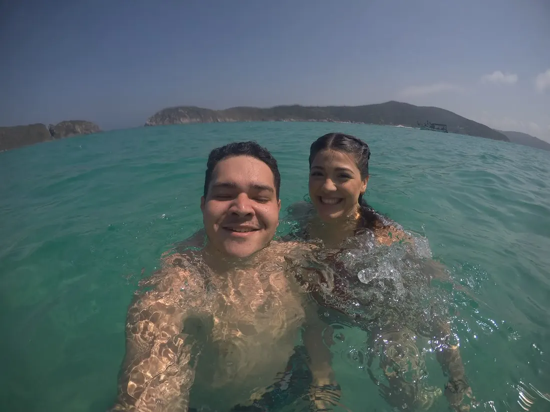 Minca e Jo&atilde;o no Cristo Redentor